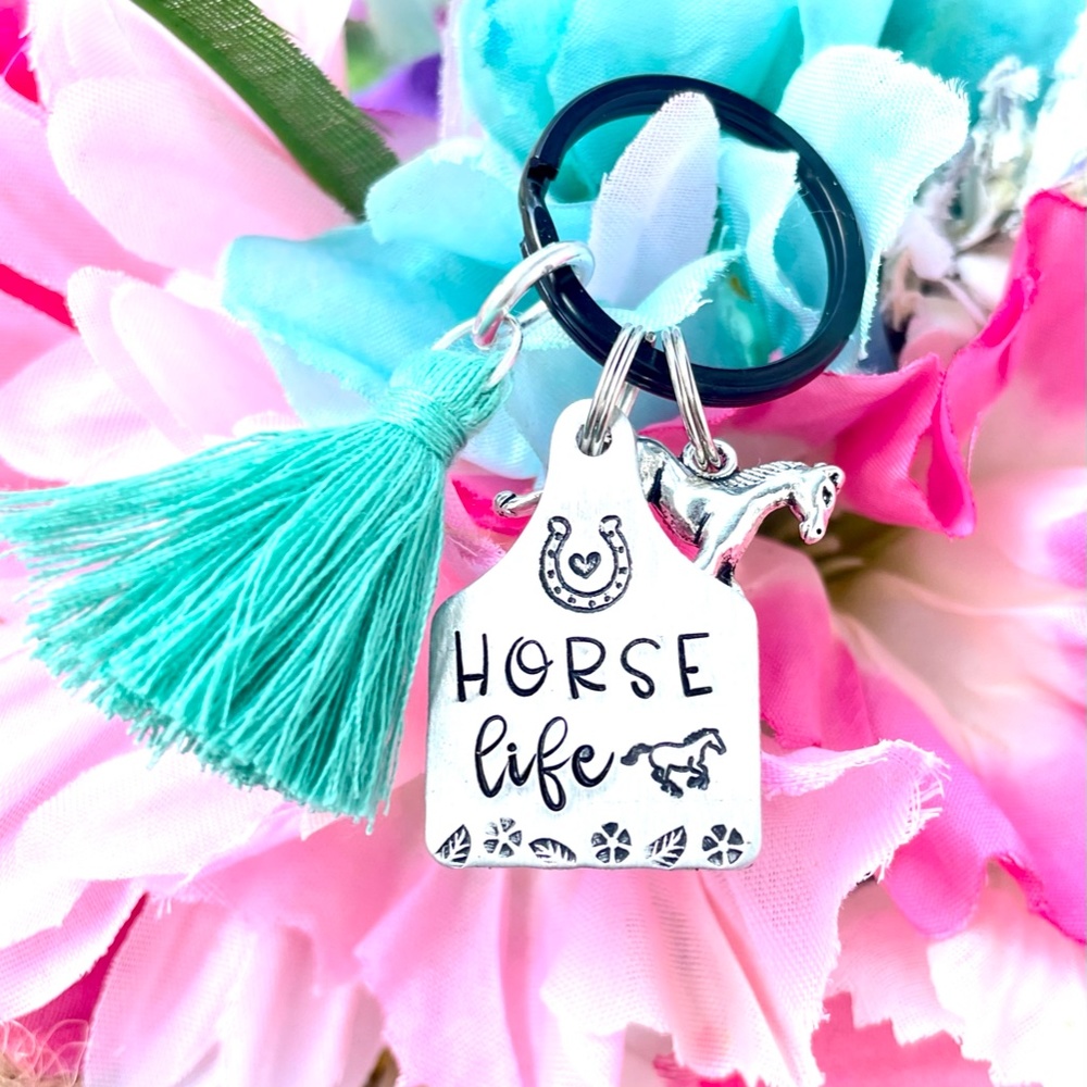 Horse Life - Horse Keychain - Horse -Hand Stamped Keychain - Hand Stamped Gifts